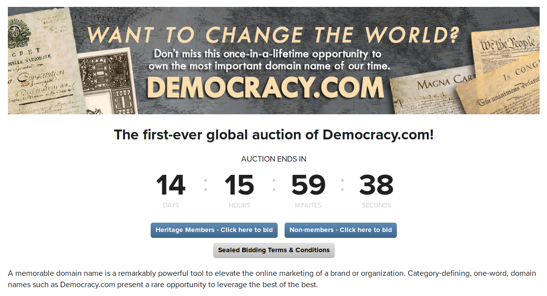 democracy.com for sale
