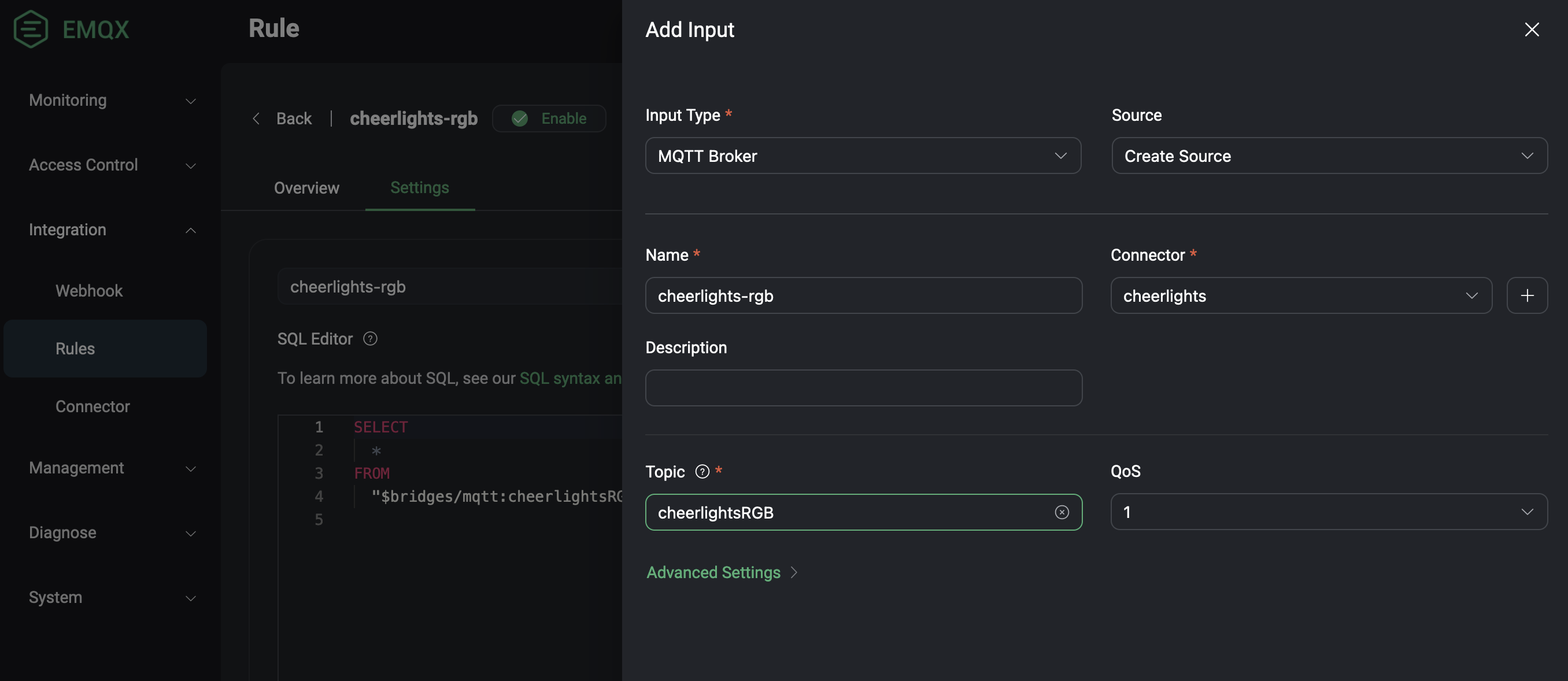 Input rule view